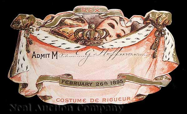 Appraisal: Mardi Gras Rex admit card February Chronicles of Fairy Land-Fantastic