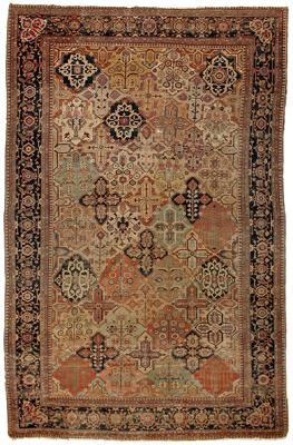 Appraisal: th century Motasham Kashan rug repeating diagonal bands of rectilinear