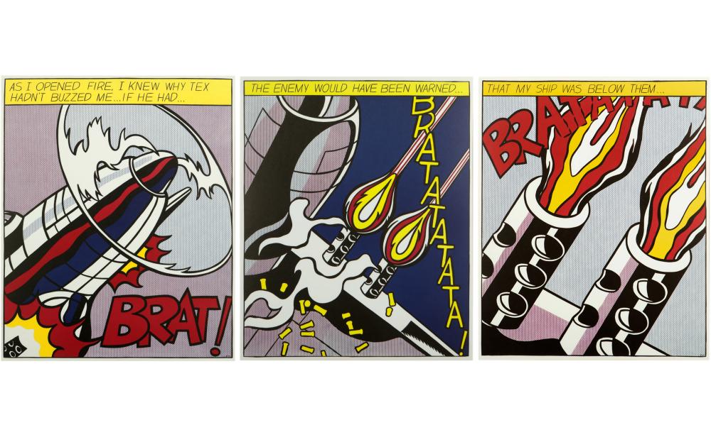 Appraisal: ROY LICHTENSTEIN - TRIPTYCHAs I Opened Fire each offset lithograph