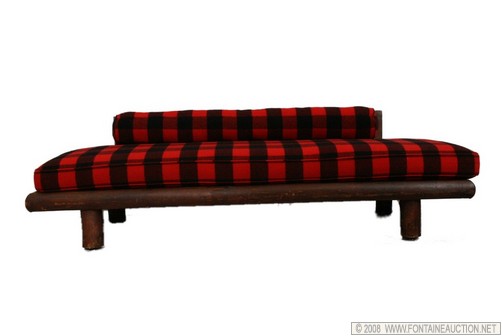 Appraisal: FT RUSTIC SOFA FOOTSTOOL-NEW UPHOLSTERY