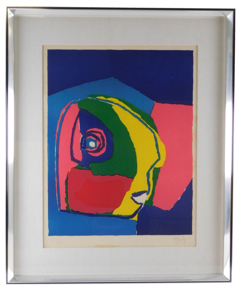 Appraisal: Karel Appel Netherlands - abstract face in bright colors of