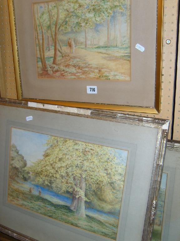 Appraisal: Two watercolours of country landscapes by R J Key one