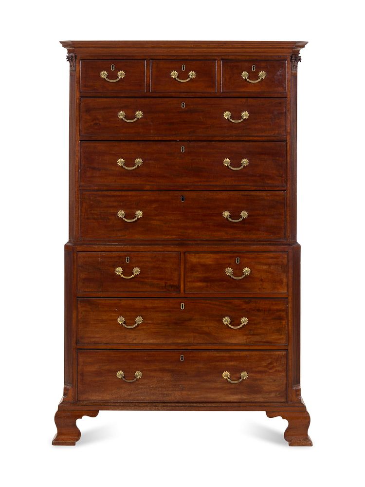 Appraisal: A George III Mahogany Chest-on-Chest A George III Mahogany Chest-on-Chest