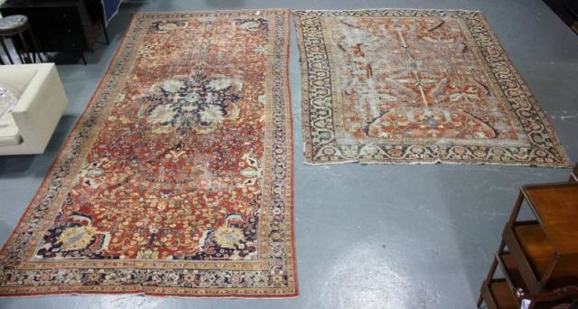 Appraisal: Antique Persian Carpet Lot Both Heriz includes an unusual hall