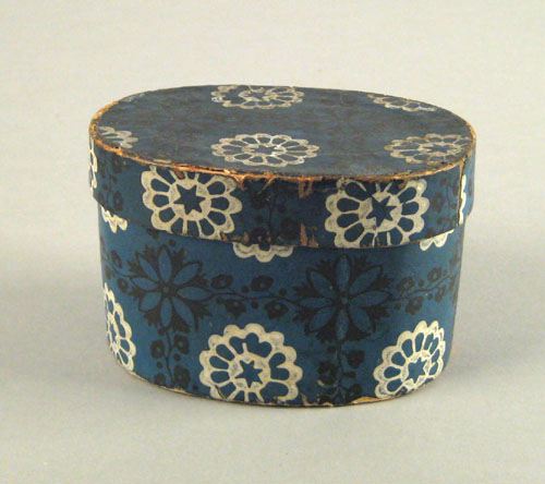 Appraisal: New England wallpaper dresser box mid th c with black