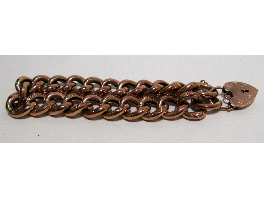 Appraisal: Nine carat rose gold curb link bracelet each alternate link