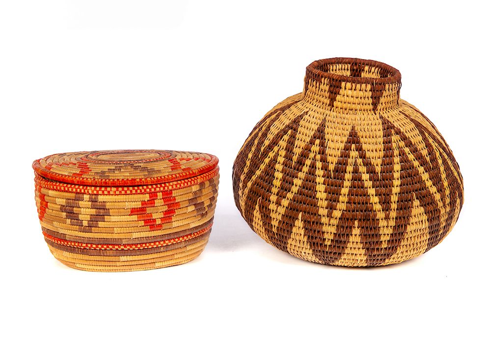 Appraisal: Native American Baskets Inuit and Apache Good original condition Please