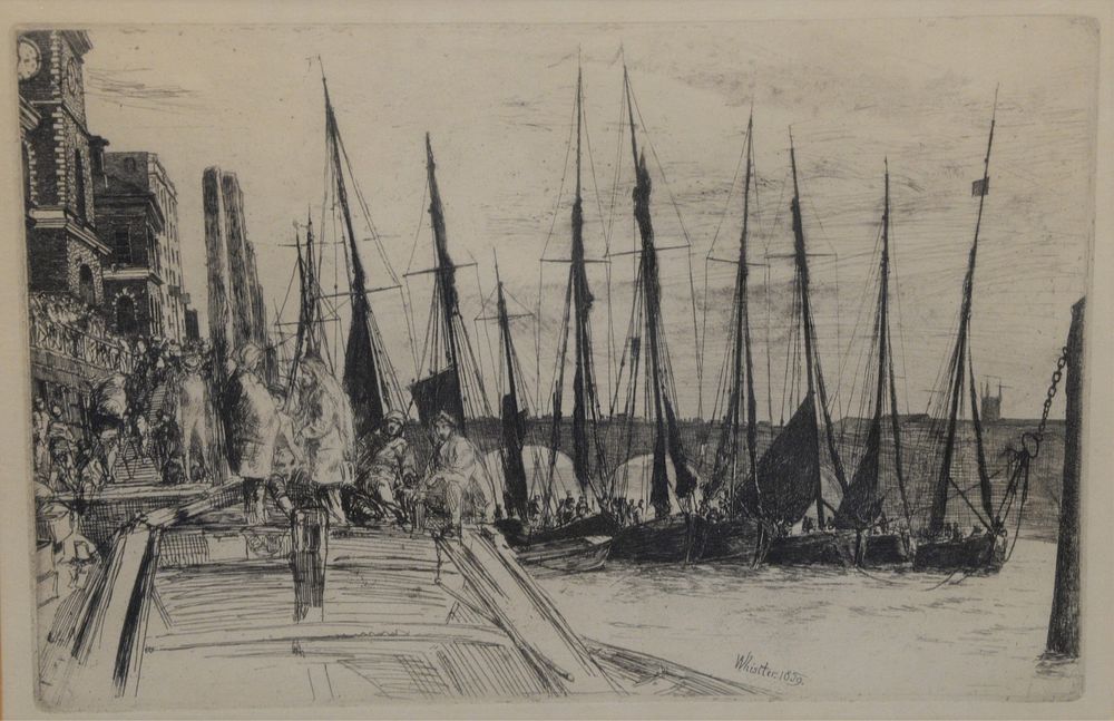 Appraisal: James Whistler etching 'Billingsgate' signed in plate 'Whistle ' plate