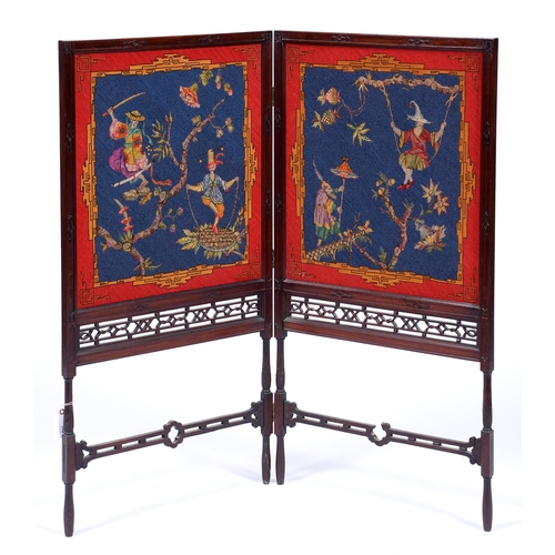 Appraisal: A mahogany folding firescreen th c after a design by