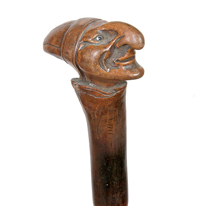 Appraisal: Anti-Semitic Folk Cane Early th Century- A one-piece hardwood carving