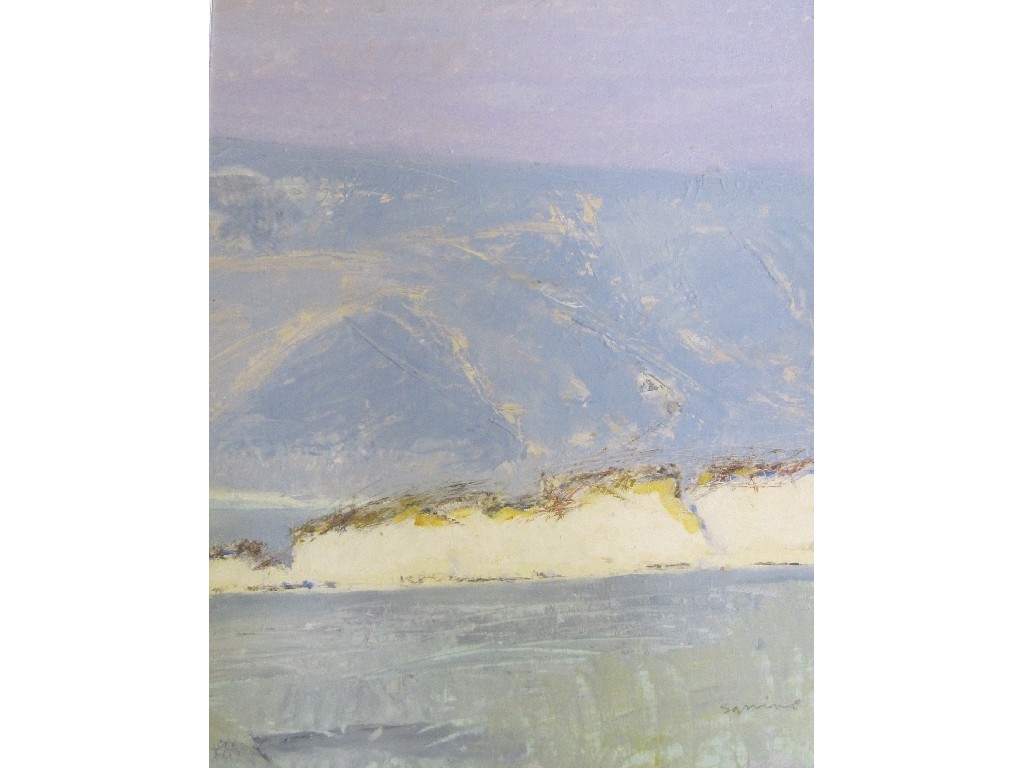 Appraisal: ANDREW SQUIRE Acrylic on board 'Sound of Jura Summer' signed