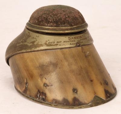 Appraisal: A th Century brass mounted horse hoof inkwell by Peter