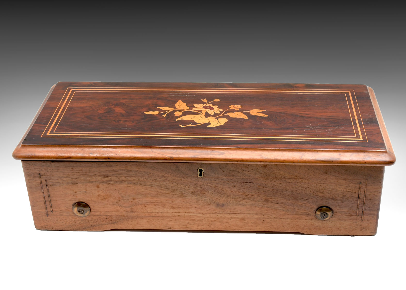 Appraisal: INLAID MERMOD MUSIC BOX Serial '' x '' cylinder Inlaid