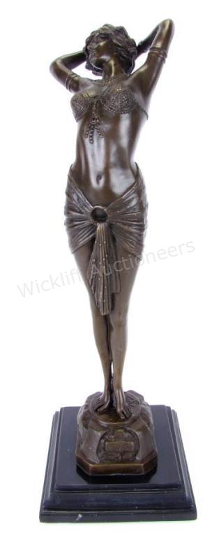 Appraisal: Art Deco bronze depicting a female dancer standing with arms