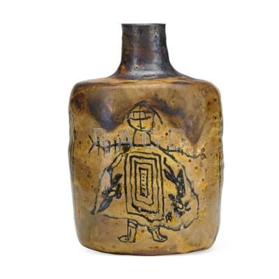 Appraisal: BEATRICE WOOD - Unusual bottle decorated with figures Ojai CA