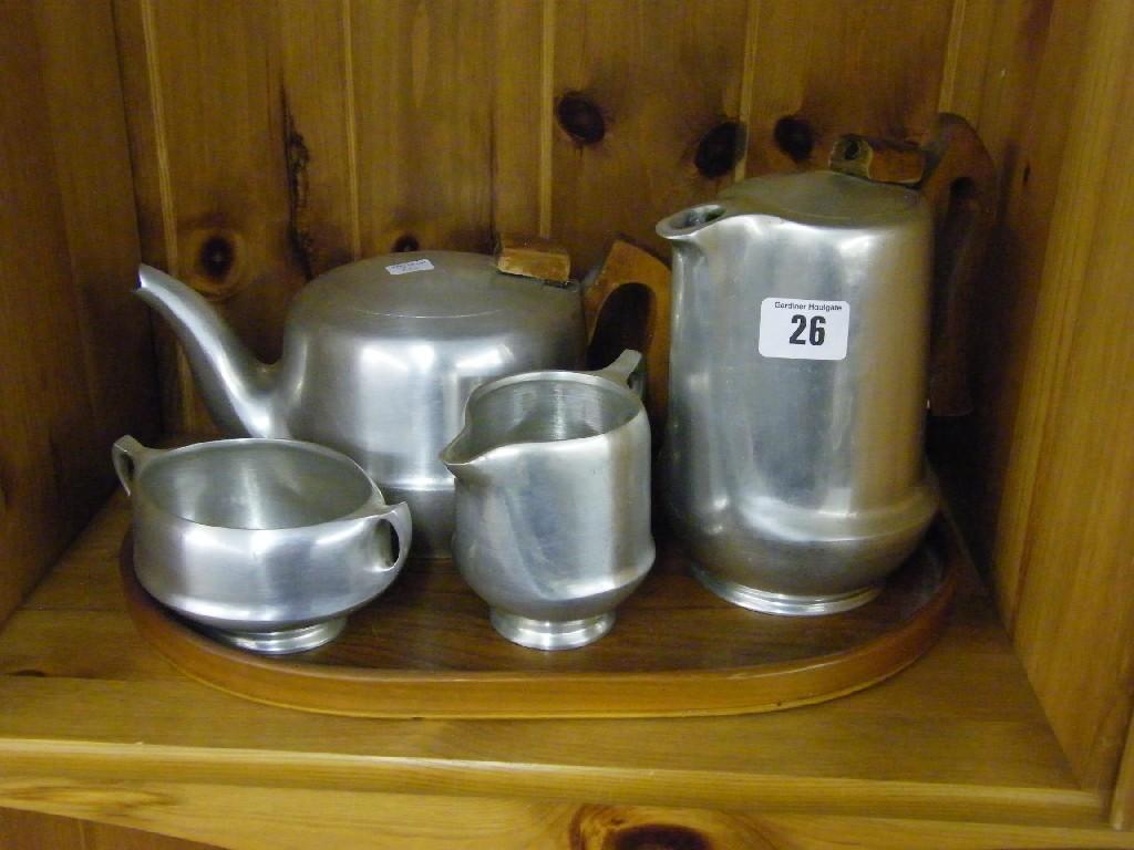 Appraisal: Complete Picquot Ware cast aluminium tea service with tray together