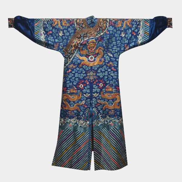 Appraisal: Blue Ground Silk Embroidered Dragon Robe th Century The royal