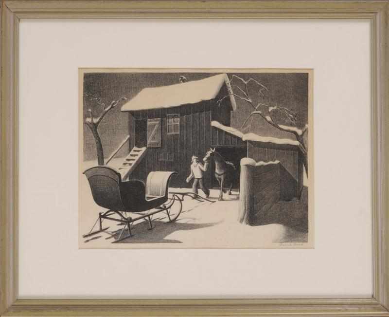 Appraisal: GRANT WOOD AMERICAN - SLEIGH Lithograph x in sight x