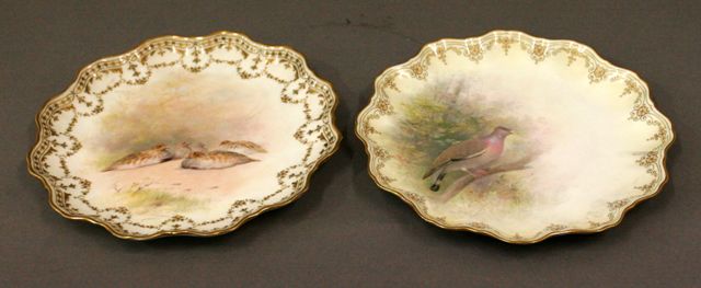 Appraisal: Two Doulton plates with scalloped and gilded rims one Royal