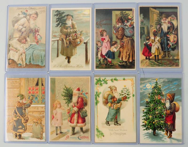 Appraisal: Lot of Santa Postcards Lot has one fantasy tree with