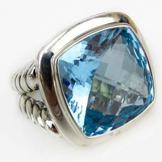 Appraisal: David Yurman Albion Cushion Cut Blue Topaz and Sterling Silver