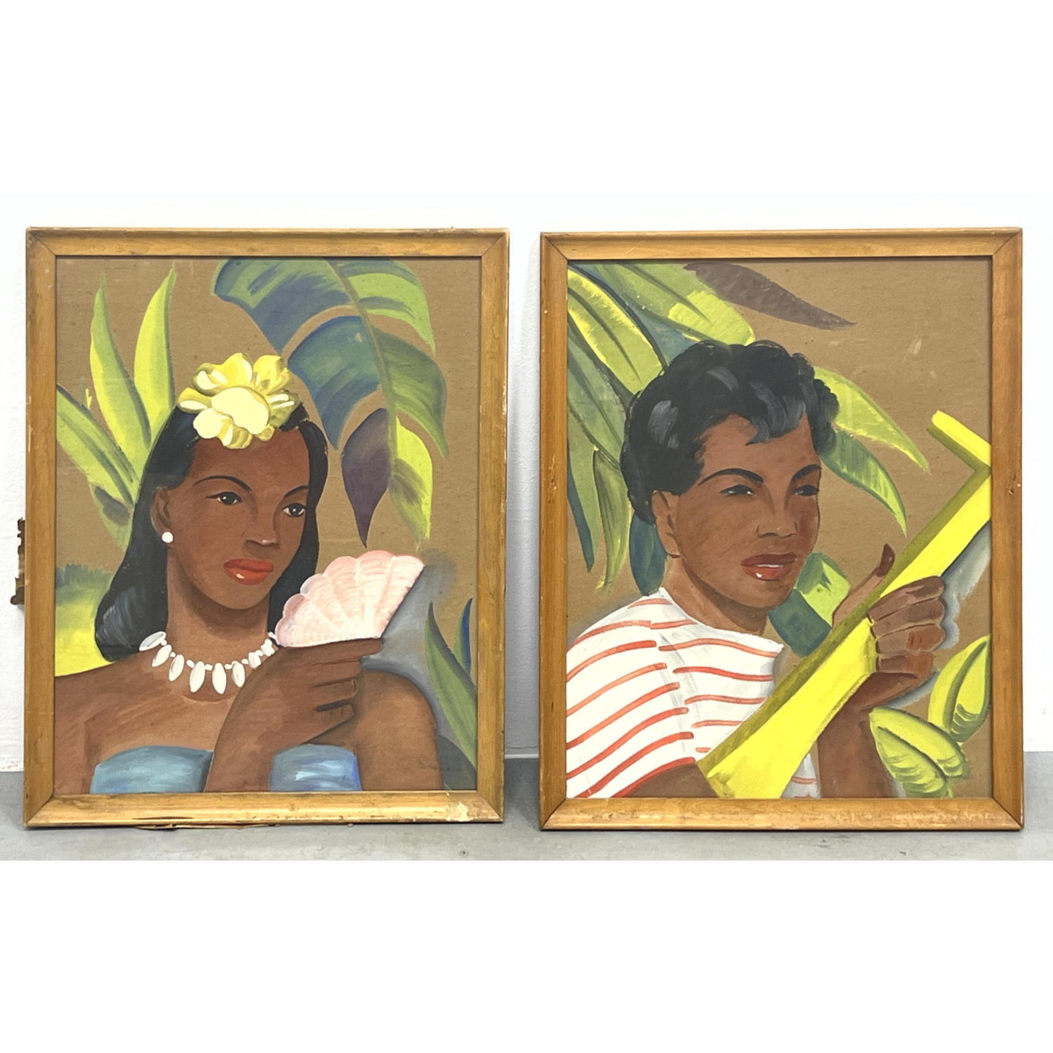 Appraisal: Pair of s Hawaiian Island Portraits Dimensions H inches W