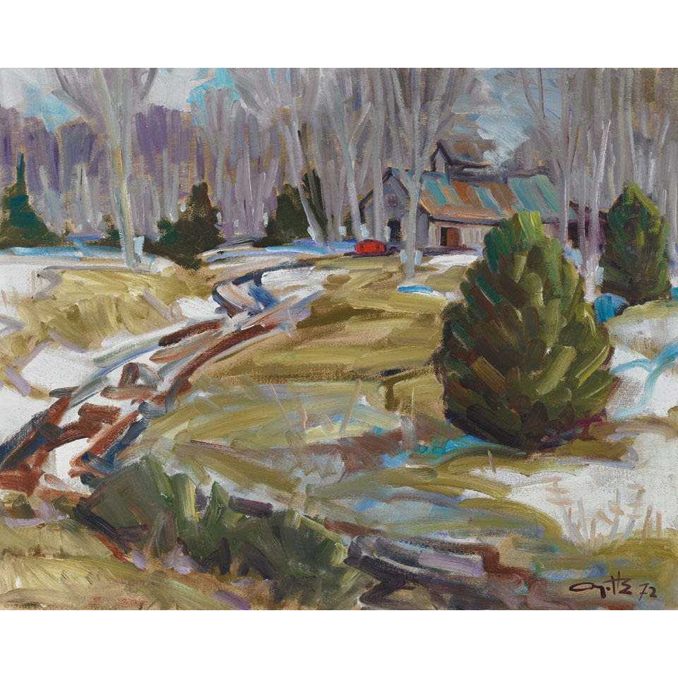 Appraisal: LEO AYOTTE CABANE A SUCRE ILE D ORLEANS oil on