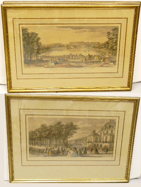 Appraisal: Two colored engravings after J Rigaud ''Veue D'une Aile du