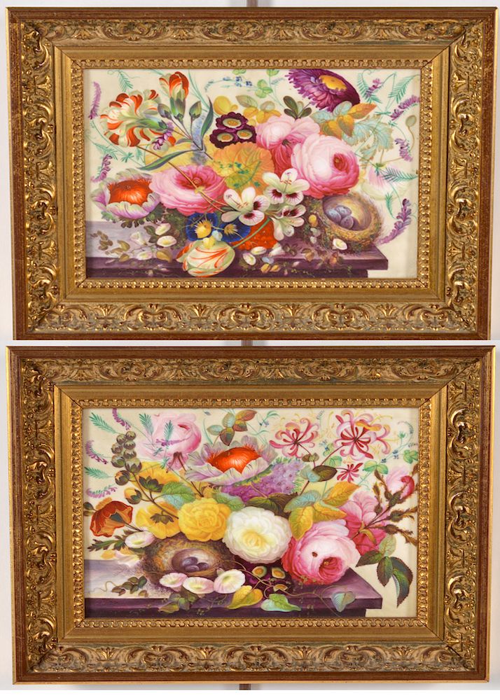 Appraisal: Pair of Hand Painted Derby Porcelain Plaques Pair of Derby