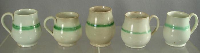 Appraisal: Leeds pearlware green featheredge milk jugs - high with discoloration