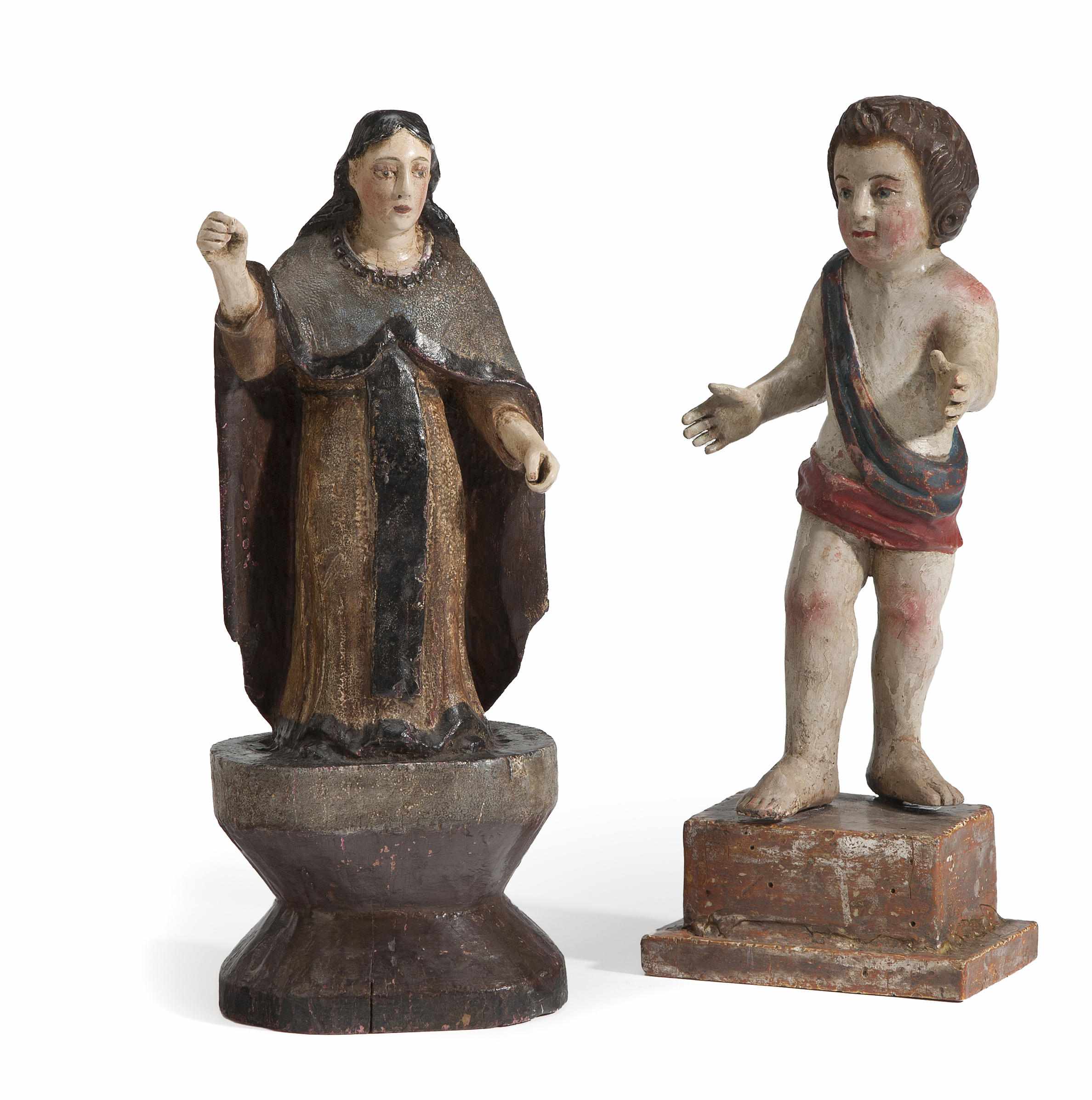 Appraisal: Two Continental polychrome decorated figures th century Depicting the Christ