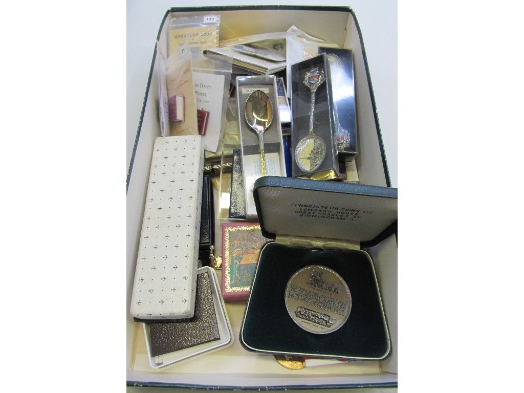 Appraisal: Box of miscellania - souvenir spoons miniature books etc