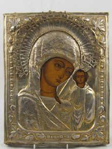 Appraisal: A mid th century Russian ikon of the Virgin of