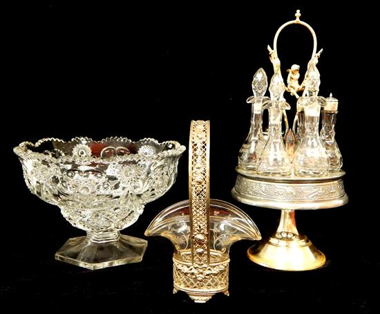 Appraisal: Victorian silver plate and glass serving pieces three pieces Wilcox