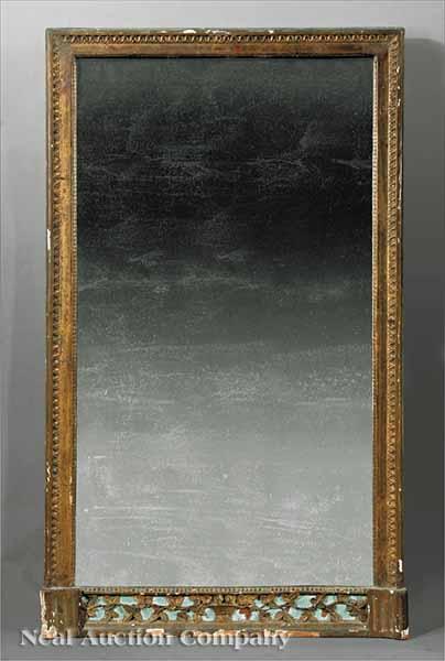 Appraisal: A Italian Neoclassical Carved Giltwood and Painted Pier Mirror early