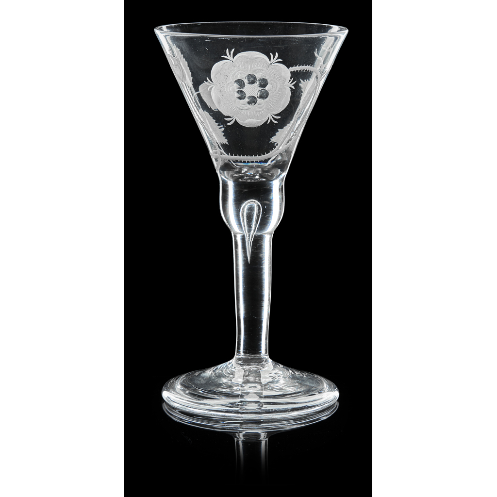 Appraisal: A LARGE JACOBITE WINE GLASS TH CENTURY the large drawn