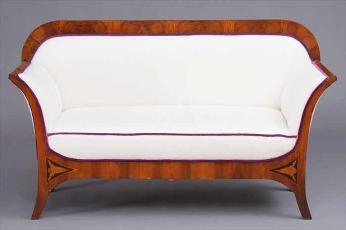 Appraisal: BIEDERMEIER WALNUT SETTEE Inlaid with ebony and boxwood front x