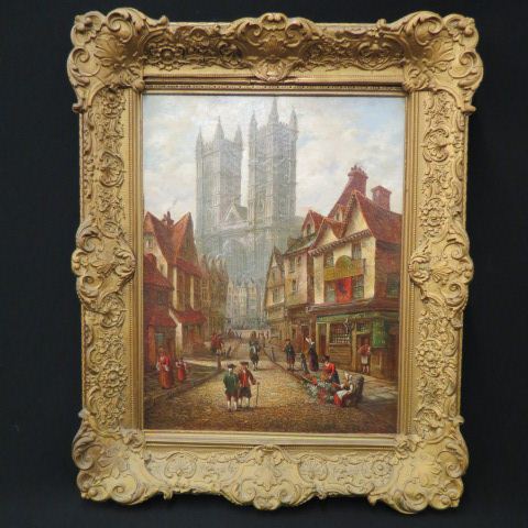 Appraisal: Fine English Oil of th Century London Street scene with