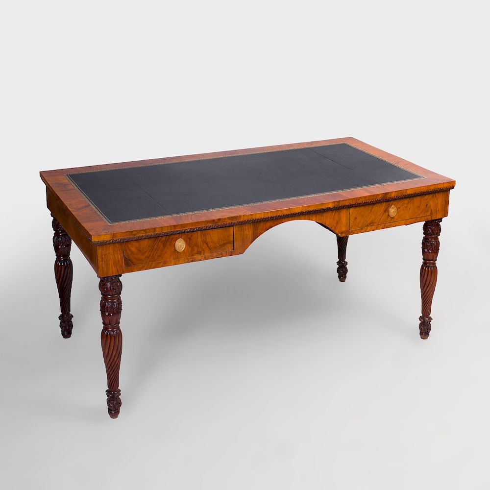 Appraisal: Italian Neoclassical Gilt-Metal Mounted Walnut Desk Inset with a tooled