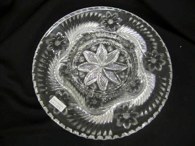 Appraisal: Libbey Brilliant Period Cut Glass Snack Tray chip dip style