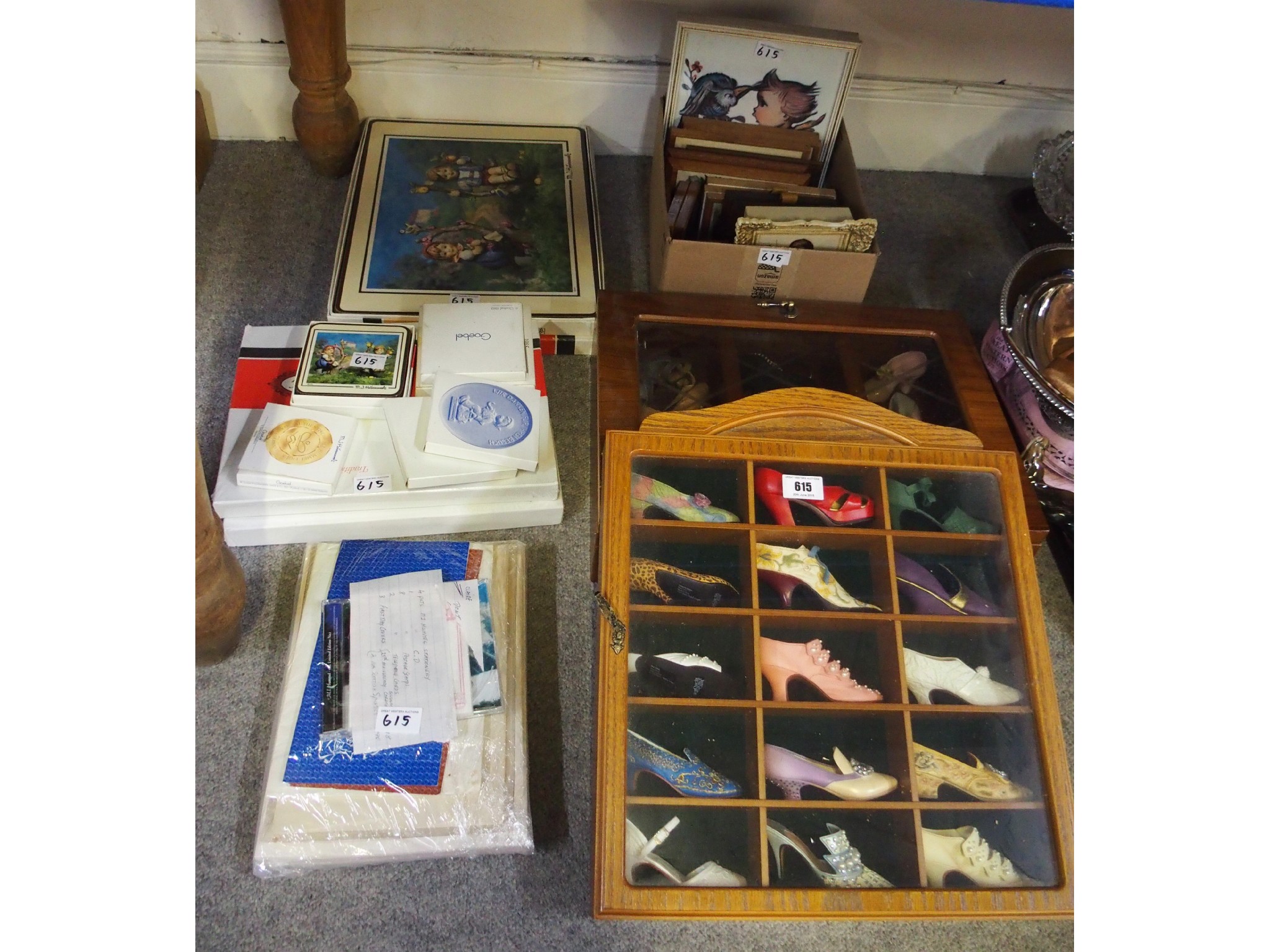 Appraisal: Group of Hummel framed pictures coasters and placemats with two