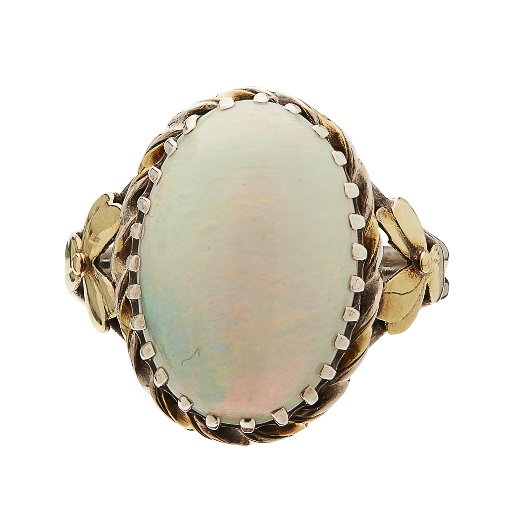 Appraisal: ATTRIBUTED TO KATE EADIE OPAL GILT AND WHITE METAL RING