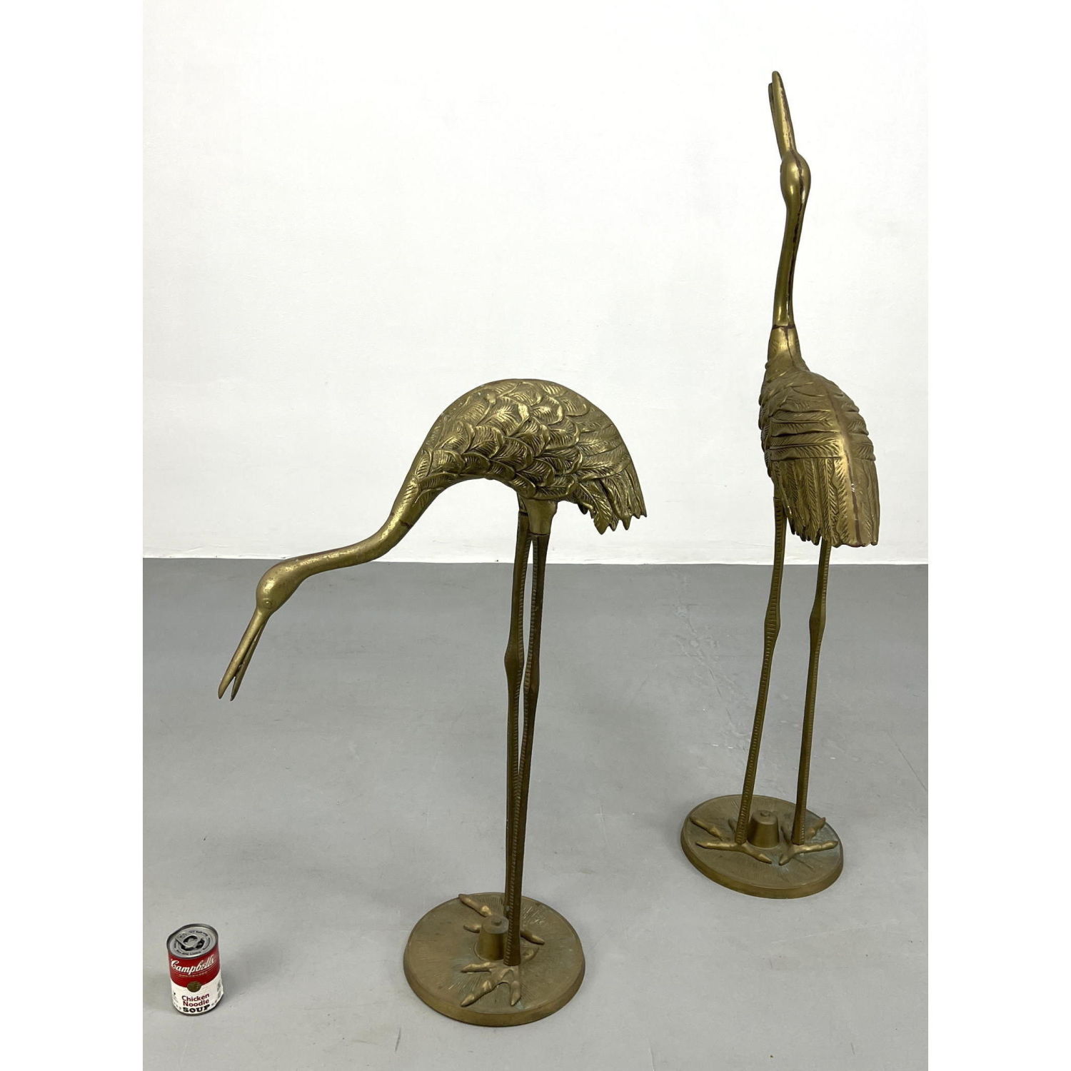 Appraisal: pc Brass Figural Stork Bird Figure Sculptures Unmarked Dimensions H