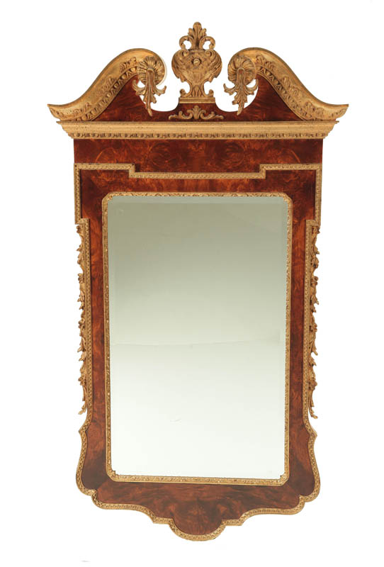 Appraisal: MIRROR Italy th century figured veneer and gilt moldings ''h