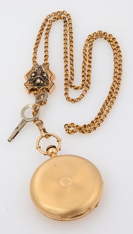 Appraisal: KY Ulysse Bourguin Keywind Pocket Watch KY watch chain with