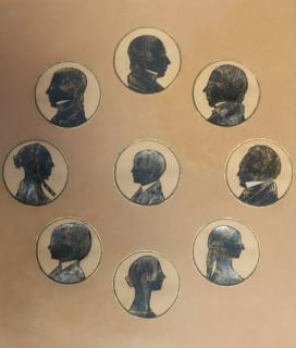 Appraisal: thc American School Nine Silhouettes Family Portraits Image in h