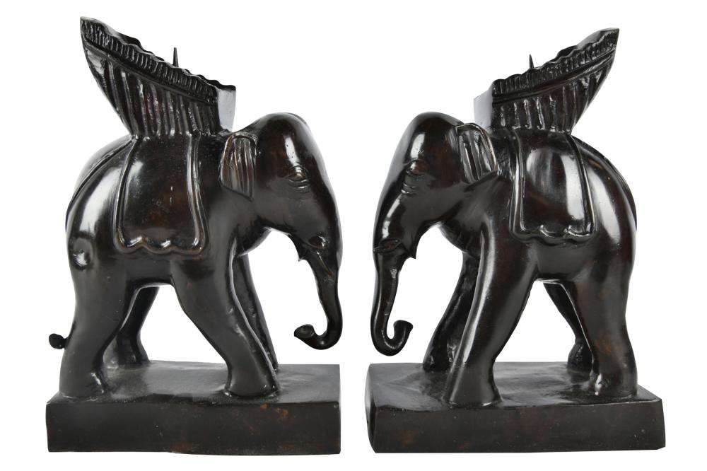 Appraisal: PAIR OF BRONZE ELEPHANT PRICKET STICKS Condition