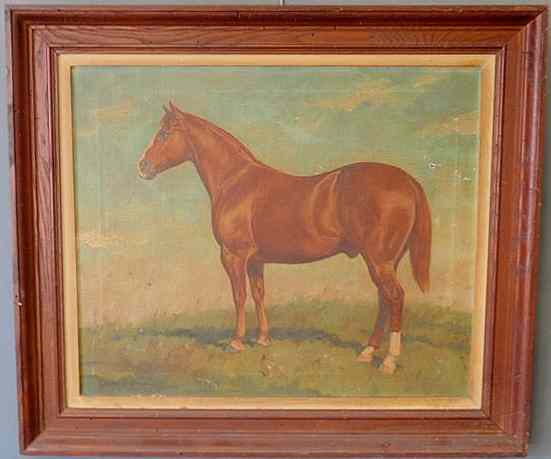 Appraisal: Oil on canvas equine portrait early th c signed l