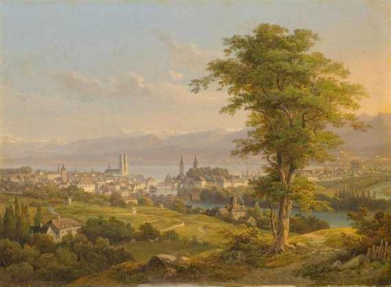 Appraisal: SCHEUCHZER WILHELM Zurich - Munich View of Zurich Oil on