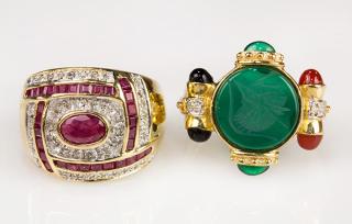 Appraisal: Lot of Gemstone and k yellow gold rings Lot of